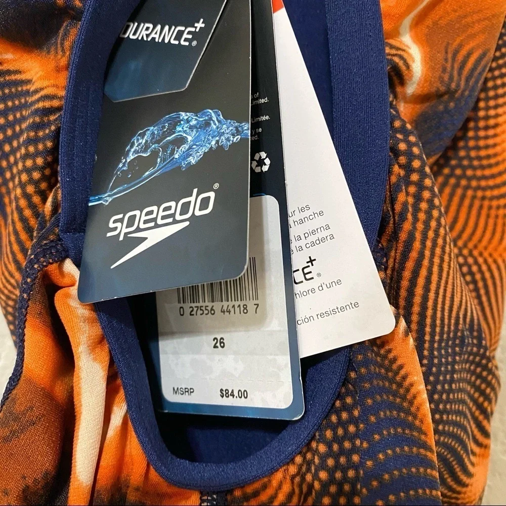 Speedo Endurance+ Navy Orange Swim Suit